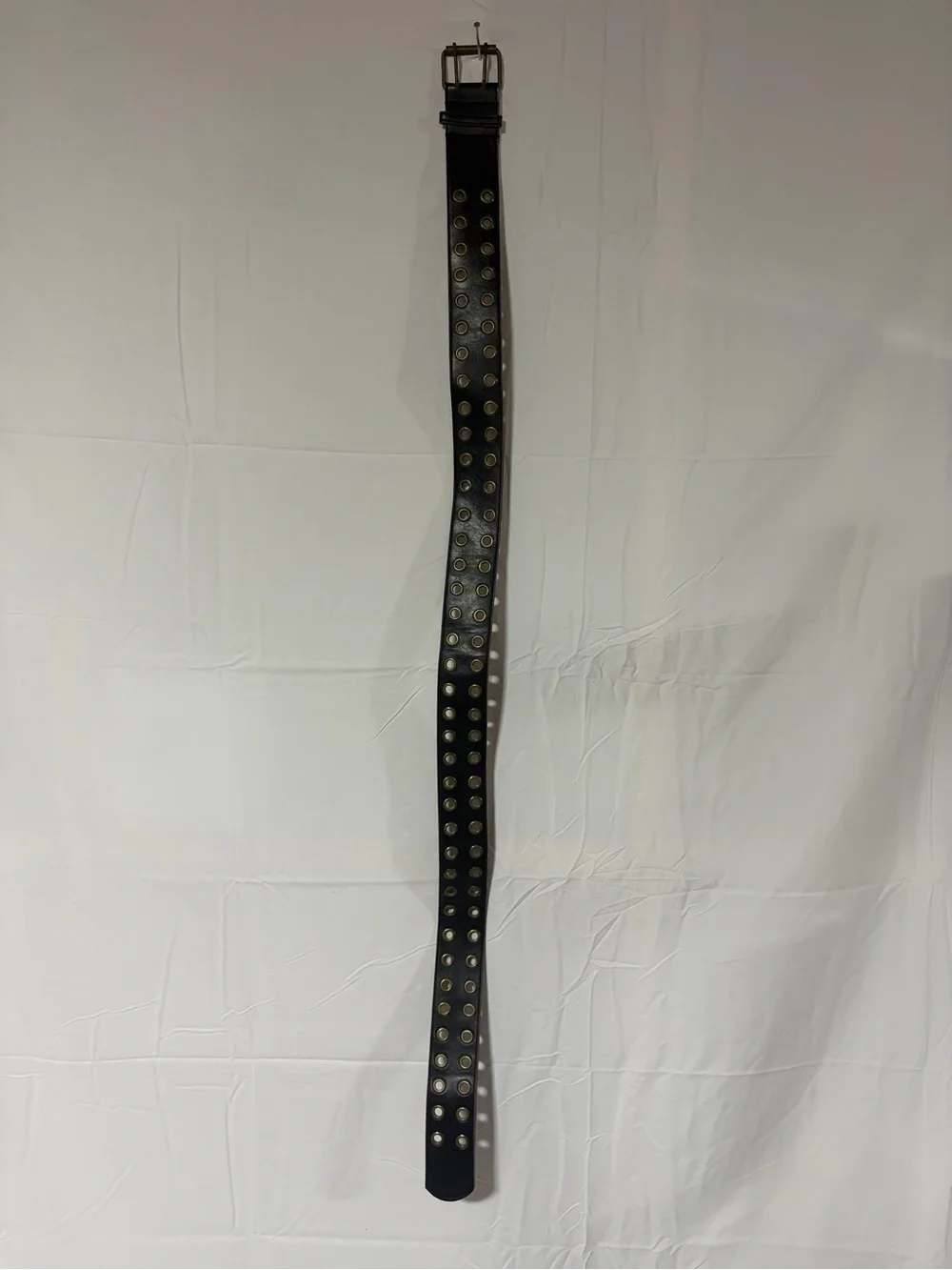 Black Faux Leather Grommet Belt